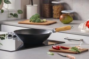 Wok Fackelmann 26 cm Carbon Steel Antiaderenta Maner Bambus PFAS-Free - Img 2
