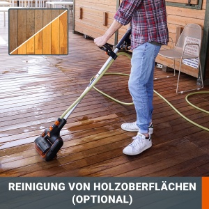 WORX WG441E.9 Perie multipla fara fir 20V - perie de suprafata multifunctionala pentru curatarea suprafetelor de piatra si lemn si indepartarea buruienilor - conexiune de apa integrata - compatibil PowerShare - fara baterie si incarcator - Img 7
