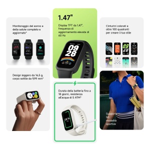 Xiaomi Smart Band 9 Active White - Ecran TFT de 1,47", baterie de 18 zile, 50 de moduri sportive, senzor SPO2, rezistent la apa pana la 5ATM - Img 2