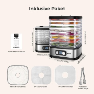 YASHE 8-Etagen Dorrautomat Timer 72H Temperatura Reglabila BPA-Free - Img 7