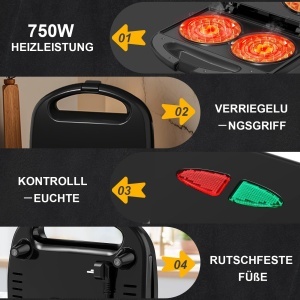 YASHE Waffeleisen Compact Antiaderent Control Temperatura Automat - Img 3