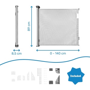 Zarva de siguranta Badabulle Safe Roll, extensibila pana la 140 cm, gri - Img 6