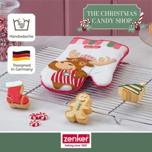Zenker Manusa de Bucatarie Christmas Candy Shop Design Festiv Elch Bumbac 100 Hitzebestenta - Img 3