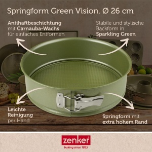Zenker Springform Green Vision O 26 cm Antiaderenta Vegan Culoare Verde - Img 3
