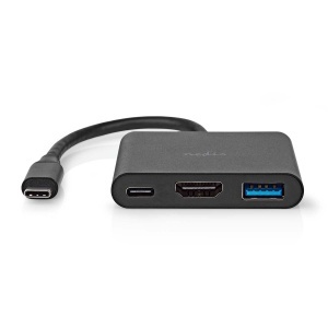 Adapter Multi-Port Nedis USB 3.2 Gen 1, HDMI 4K, USB-AUSB-C, 0.10 m, Negru - Img 2