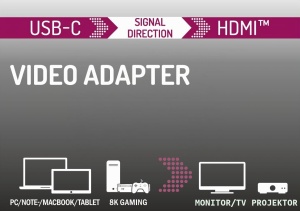 Adaptor HDMI Hama USB-C, 8K 60Hz, Aluminiu, 15 cm - Img 3