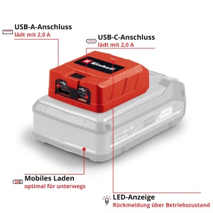 Adaptor USB Einhell TC-CP 18 Li USB AC-Solo 18V incarcare simultana LED indicator - Img 3