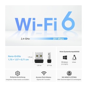 Adaptor Wi-Fi TP-Link Archer TX1U, Wi-Fi 6, Nano, Plug Play, 287 Mbits - Img 4