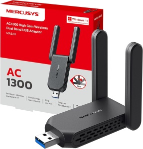 Adaptor WLAN Mercusys MA32H AC1300, 2 antene, USB 3.0, compatibil Windows 1011