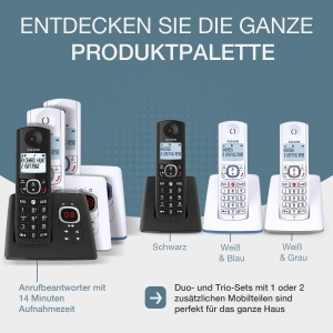 ALCATEL F530 Voice Trio - Telefon fix fara fir DECT cu robot telefonic - Afisaj mare iluminat - Difuzor - Functie de blocare a apelurilor - 2 butoane de apelare directa - 3 receptori - Negru - Img 5
