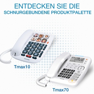 ALCATEL TMAX 10 - Telefon fix cu fir pentru seniori - Butoane mari - Functie hands-free - Indicatie vizuala pentru apelurile primite - Butoane cu fotografii - Compatibil cu aparate auditive - Alb - Img 5