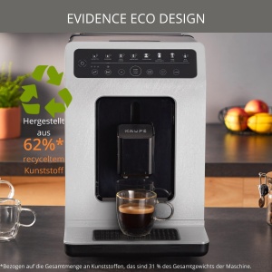 Aparat de cafea complet automat Krups Evidence ECOdesign cu tub de lapte, 8 bauturi, functie de 2 cani, material reciclat, aparat de cafea, alb/ardezie, EA897A10 - Img 3