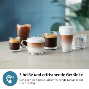Aparat de cafea complet automat Philips seria 3300 - 5 bauturi, ecran tactil intuitiv, spumant clasic de lapte, SilentBrew, rasnita 100% ceramica, filtru AquaClean. Crom negru (EP3326/90) - Img 3