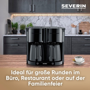 Aparat de cafea cu filtru SEVERIN Duo cu ulcior termic, aparat de cafea pentru pana la 16 cani, aparat cu filtru atractiv cu 2 ulcioare de vid, negru, KA 9315 - Img 3