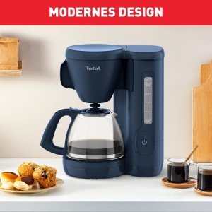 Aparat de cafea cu filtru Tefal Morning, ulcior de sticla, rezervor de apa de 1,25 litri, functie de mentinere la cald, filtru permanent, indicator de nivel al apei, albastru, CM2M1410 - Img 3