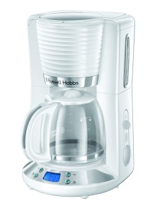 Aparat de cafea Russell Hobbs [temporizator digital, cap de dus pentru extractie si aroma optime] Inspire White (max 10 cani, ulcior de sticla de 1,25 l, placa de incalzire, 1100 W) Filtru de cafea 24390-56