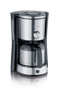 Aparat de cafea SEVERIN "TypeSwitch" cu ulcior termic, AromaSwitch pentru a alege intre 2 profiluri de preparare, aparat de cafea pentru pana la 10 cani, 1.000W, otel inoxidabil periat-negru, KA 4845