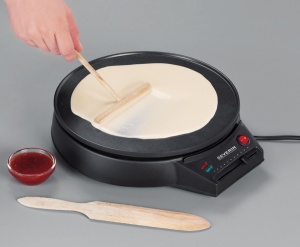Aparat de clatite SEVERIN, Fier de calcat pentru clatite dulci si galete sarate, Aparat de clatite cu placa de gratar XXL (diametru 30 cm), setare continua a temperaturii, negru, CM 2198 - Img 5