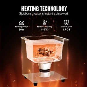 Aparat de curatare cu ultrasunete VEVOR 2L, 60W, cu incalzire si timer - Img 3