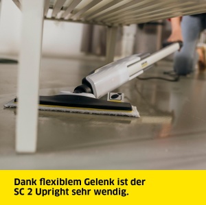 Aparat de curatat cu abur Karcher SC 2 Upright, timp de incalzire: 30 s, capacitate suprafata: aprox. 50 m2, rezervor: 0,4 l, putere de incalzire: 1600 W, cu duza de podea EasyFix, carpa de podea din microfibra si cartus de detartrare - Img 6
