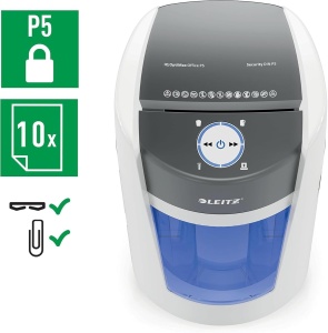 Aparat de distrus documente Leitz IQ OptiMax P5, 35L, alb, 120 min, 12-10 foi - Img 2
