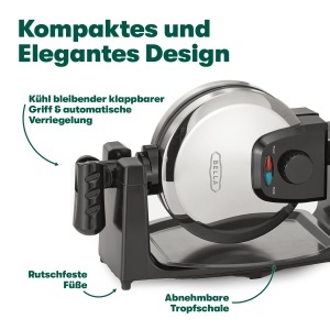 Aparat de facut waffles Bella, rotativ, 1000W, cu plite antiaderente - Img 3