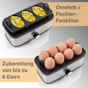 Aparat de fiert oua ProfiCook PC-EK 1275, capacitate 8 oua, 400W, inox - Img 3