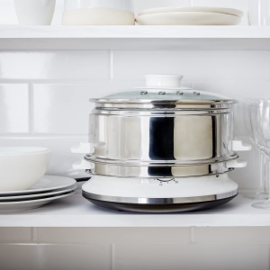Aparat de gatit cu aburi Tefal VC1451 2 recipiente inox 6L Timer 900W Alb - Img 6