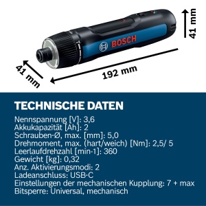 Aparat de gaurit cu acumulator Bosch GO 3, 2.0 Ah, LED, set 8 biti - Img 4