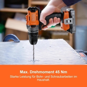 Aparat de gaurit si insurubat BLACKDECKER BCD382D2XK, 18V, 2 acumulatori 2.0Ah - Img 2