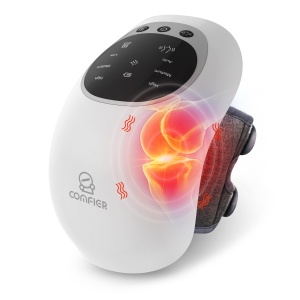 Aparat de masaj pentru genunchi Comfier, Aparat de masaj pentru genunchi fara fir cu 3 temperaturi reglabile, Aparat de masaj pentru genunchi cu lumina rosie cu afisaj LCD, Masaj cu caldura si vibratii pentru ameliorarea durerilor articulare