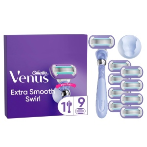 Aparat de ras Gillette Venus Extra Smooth Swirl 9 rezerve maner flexibil si suport pentru dus