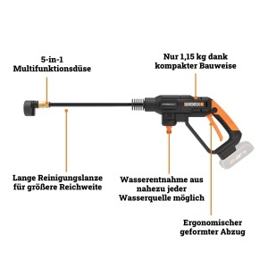 Aparat de spalat cu presiune WORX WG621E.9, 20V, 24 bar, 185 lh - Img 8