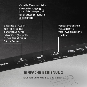 Aparat de vidat CASO VC15, inox, cu functie de sudare si 10 pungi incluse - Img 4