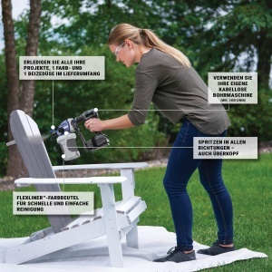 Aparat de vopsit fara fir TrueCoat 360 360 pulverizare, compatibil cu masini de gaurit - Img 5