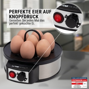 Aparat electric pentru oua Clatronic(r) pentru pana la 7 oua | Aragaz de oua din otel inoxidabil cu reglare a duritatii | Comutator de pornire/oprire iluminat | 400 wati | Otel inoxidabil | EK 3321 - Img 3