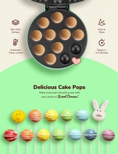 Aparat pentru Cake-Pop Bestron DCPM12M, 700W, culoare mint, capacitate 12 popcakes - Img 3