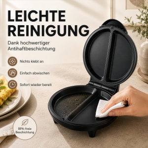 Aparat pentru omelete Melissa 16250086, 750W, 2 omelete, negru - Img 6