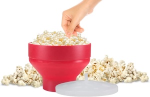 Aparat pentru popcorn Beper C106CAS002, 2.5 litri, silicon BPA-free, rosu