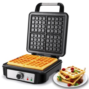 Aparat pentru vafe belgiene YASHE 1200W 4 felii argintiunegru antiaderent