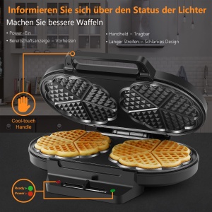 Aparat pentru vafe YASHE SW-2122M 1200W forma inima argintiunegru - Img 3
