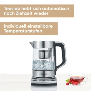 Aparat preparare ceai SEVERIN WK 3422, 1.7L, 3000W, inox si sticla, negru - Img 2