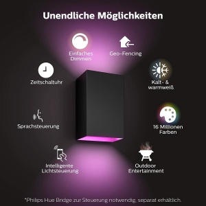 Aplica inteligenta Philips Hue Resonate pentru iluminat exterior, 1180 lm, IP44, negru - Img 2
