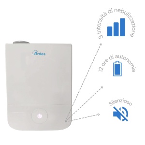 ARDES - AR8U10 Umidificator cu ultrasunete NEBULO 30W, umidificator profesional de camera pentru casa si birou, capacitate 4 litri, 3 niveluri de abur, cu panou mare de control tactil, silentios si elegant, alb - Img 2