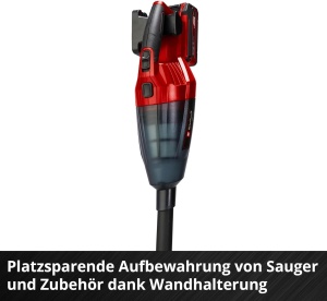 Aspirator de mana fara fir Einhell TE-VC 18 Li-Solo Power X-Change (18 V, putere de aspiratie 42 mbar, colector de praf 540 ml, incl. 3 duze, extensie, suport de perete, fara baterie si incarcator) - Img 8