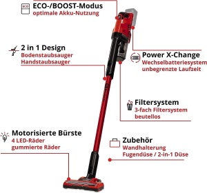 Aspirator fara fir Einhell TE-SV 18 Li-Solo Power X-Change (Li-Ion, 18V, durata de functionare nelimitata datorita sistemului de baterii interschimbabile, fara sac, tehnologie ciclon, mod BOOST, sistem de filtrare de 3 ori) - Img 3