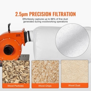 Aspirator industrial VEVOR DC100M 1PS Filtrare 25 microni Capacitate 80L - Img 3