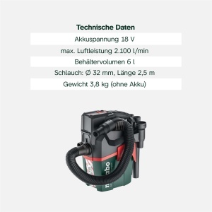 Aspirator Metabo AS 18 HEPA PC Compact, 18V, cu functie de suflare - Img 4