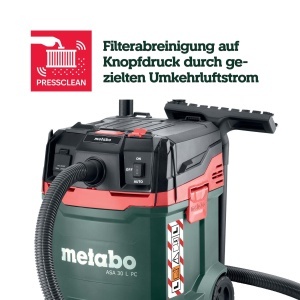 Aspirator Metabo ASA 30 L PC, puternic, cu filtru de curatare, pentru umed si uscat - Img 11