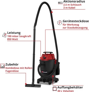 Aspirator multifunctional Einhell TC-VC 3055 A 30L 850W Putere de aspirare 190 mbar - Img 2